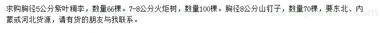 求購(gòu)紫葉稠李、火炬樹(shù)、山釘子