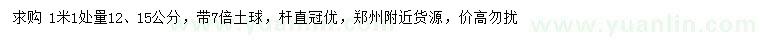 求購(gòu)1.1米量12、15公分大葉女貞