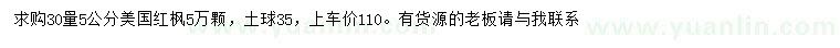 求購30量5公分美國紅楓