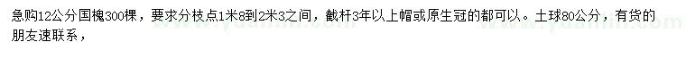 求購(gòu)12公分國(guó)槐