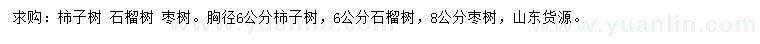 求購(gòu)柿子樹(shù)、石榴樹(shù)、棗樹(shù)