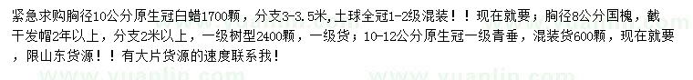 求購(gòu)白蠟、國(guó)槐、青垂