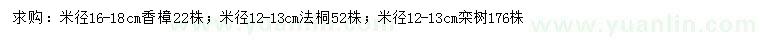 求購香樟、法桐、欒樹