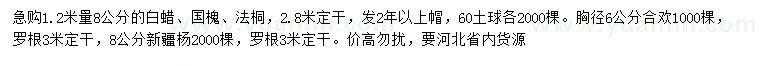 求購(gòu)白蠟、國(guó)槐、法桐等