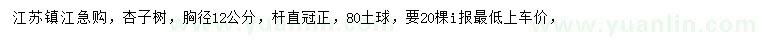 求購(gòu)胸徑12公分杏子樹