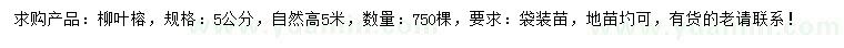 求購5公分柳葉榕