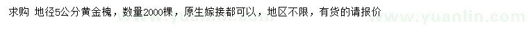 求購地徑5公分黃金槐
