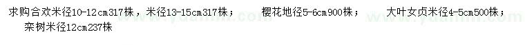 求購合歡、櫻花、大葉女貞等