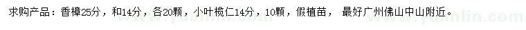 求購14、25公分香樟、14公分小葉欖仁