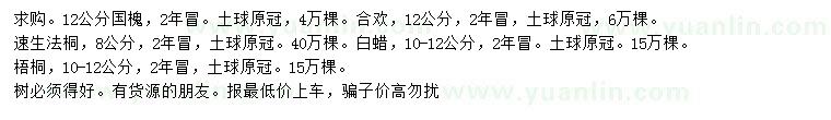 求購國槐、合歡、速生法桐等