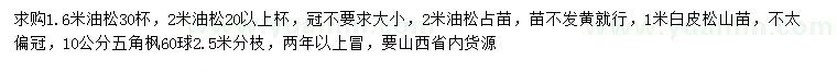 求購(gòu)油松、白皮松、五角楓