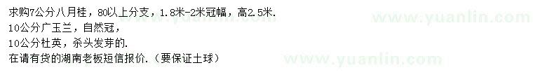 求購八月桂、廣玉蘭、杜英