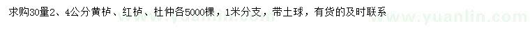 求購黃櫨、紅櫨、杜仲