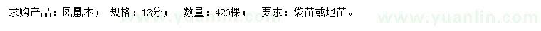 求購13公分鳳凰木