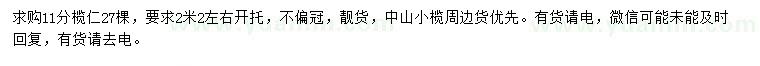 求購11公分欖仁