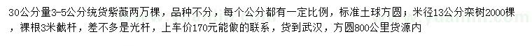 求購(gòu)30公分量3-5公分紫薇、米徑13公分欒樹(shù)