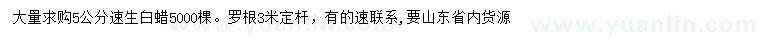求購5公分速生白蠟
