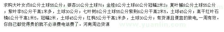 求購(gòu)大葉女貞、銀杏、金桂等
