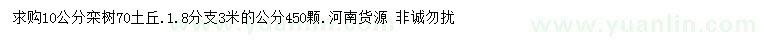 求購10公分欒樹
