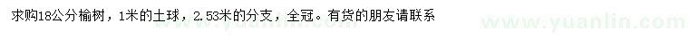 求購18公分榆樹