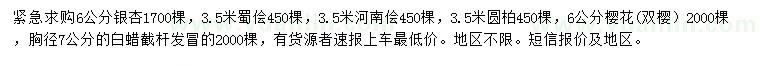 求購(gòu)銀杏、蜀檜、河南檜柏等