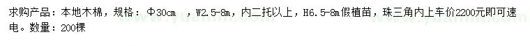 求購30公分本地木棉