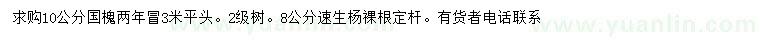 求購10公分國槐、8公分速生楊