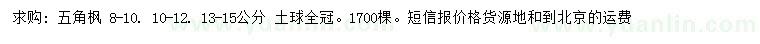 求購8-15公分五角楓