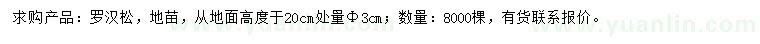 求購(gòu)20公分量3公分羅漢松