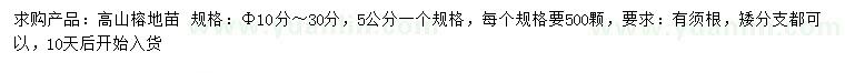 求購10-30公分高山榕
