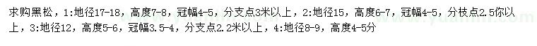 求購(gòu)地徑8-9、12、15、17-18公分黑松