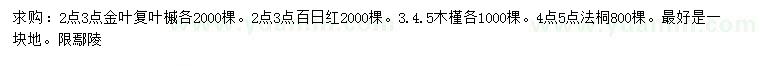 求購金葉復(fù)葉槭、百日紅、木槿等