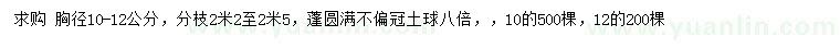 求購胸徑10-12公分女貞