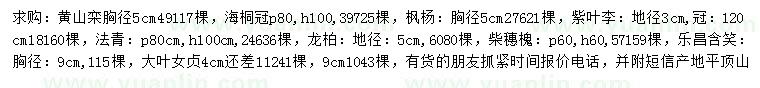 求購(gòu)黃山欒、海桐、楓楊等