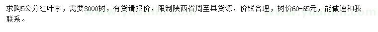 求購5公分紅葉李