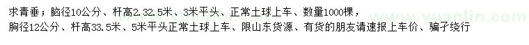 求購腦徑10、12公分青垂