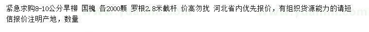 求購(gòu)8-10公分旱柳、國(guó)槐