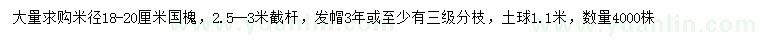 求購米徑18-20公分國槐