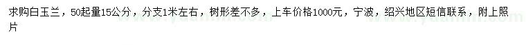 求購50量15公分白玉蘭