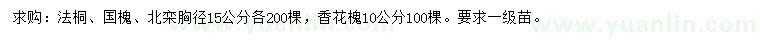 求購(gòu)法桐、國(guó)槐、北欒等
