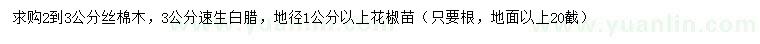 求購(gòu)絲棉木、速生白臘、花椒苗