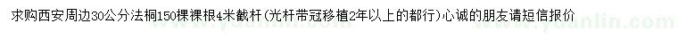 求購30公分法桐