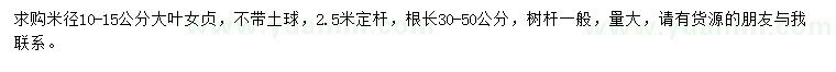 求購米徑10-15公分大葉女貞