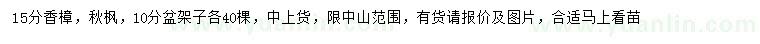 求購(gòu)香樟、秋楓、盆架子
