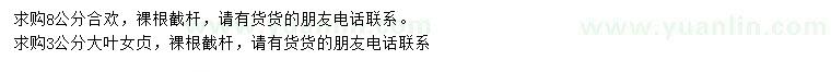 求購8公分合歡、3公分大葉女貞