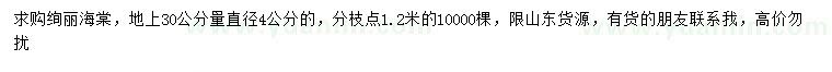 求購(gòu)30公分量4公分絢麗海棠