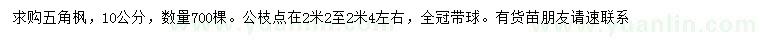 求購(gòu)10公分五角楓