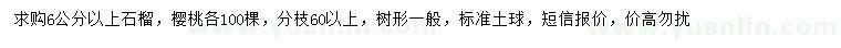 求購(gòu)6公分以上石榴、櫻桃