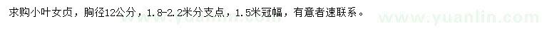 求購胸徑12公分小葉女貞