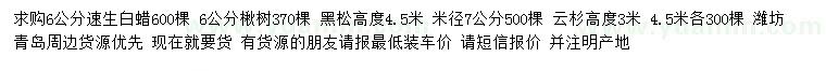 求購(gòu)速生白蠟、楸樹(shù)、黑松等